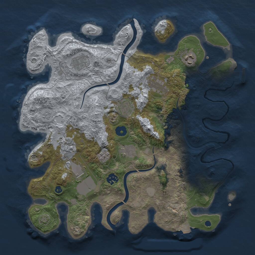 Rust Map: Procedural Map, Size: 3500, Seed: 15415933, 14 Monuments