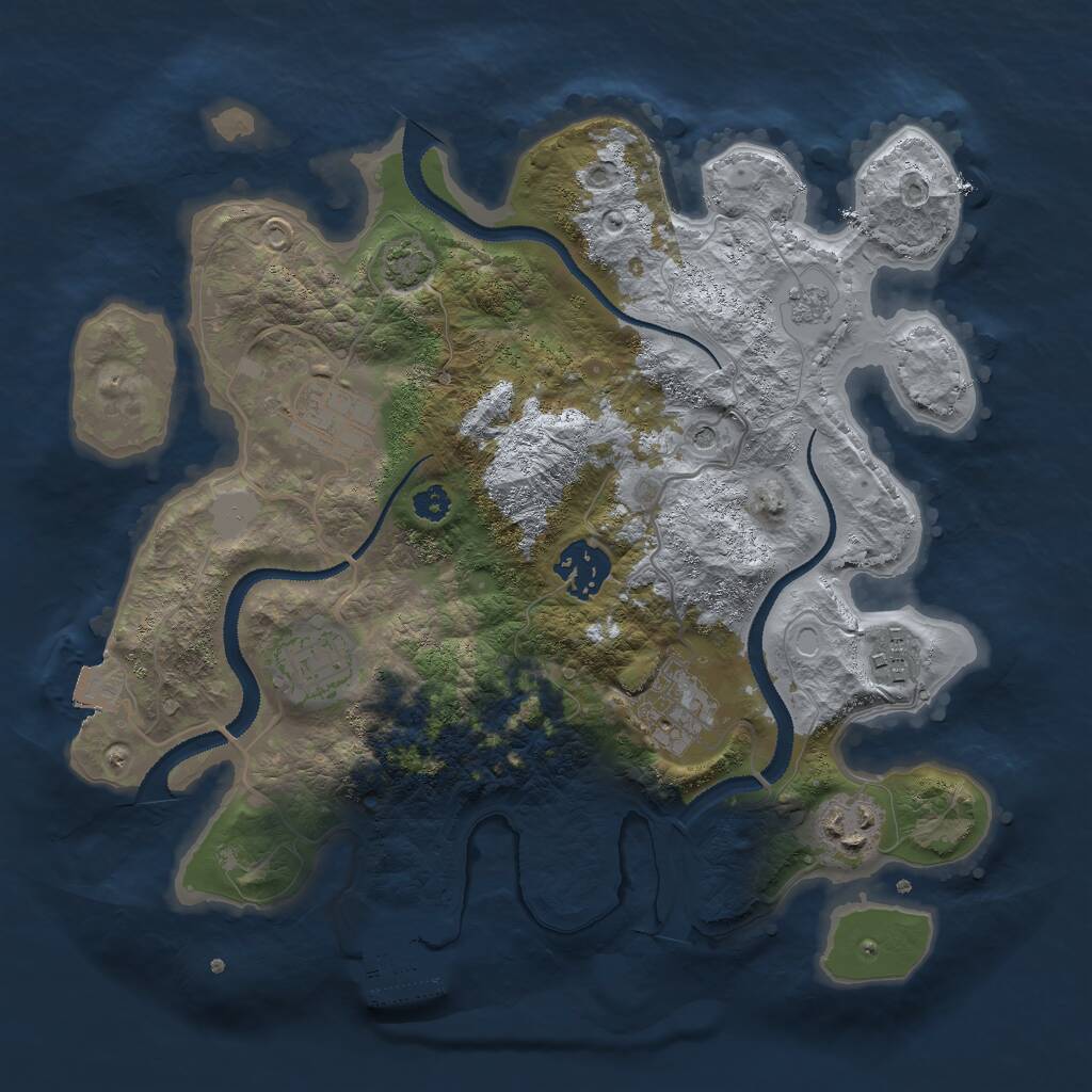 Rust Map: Procedural Map, Size: 3000, Seed: 1564456805, 11 Monuments
