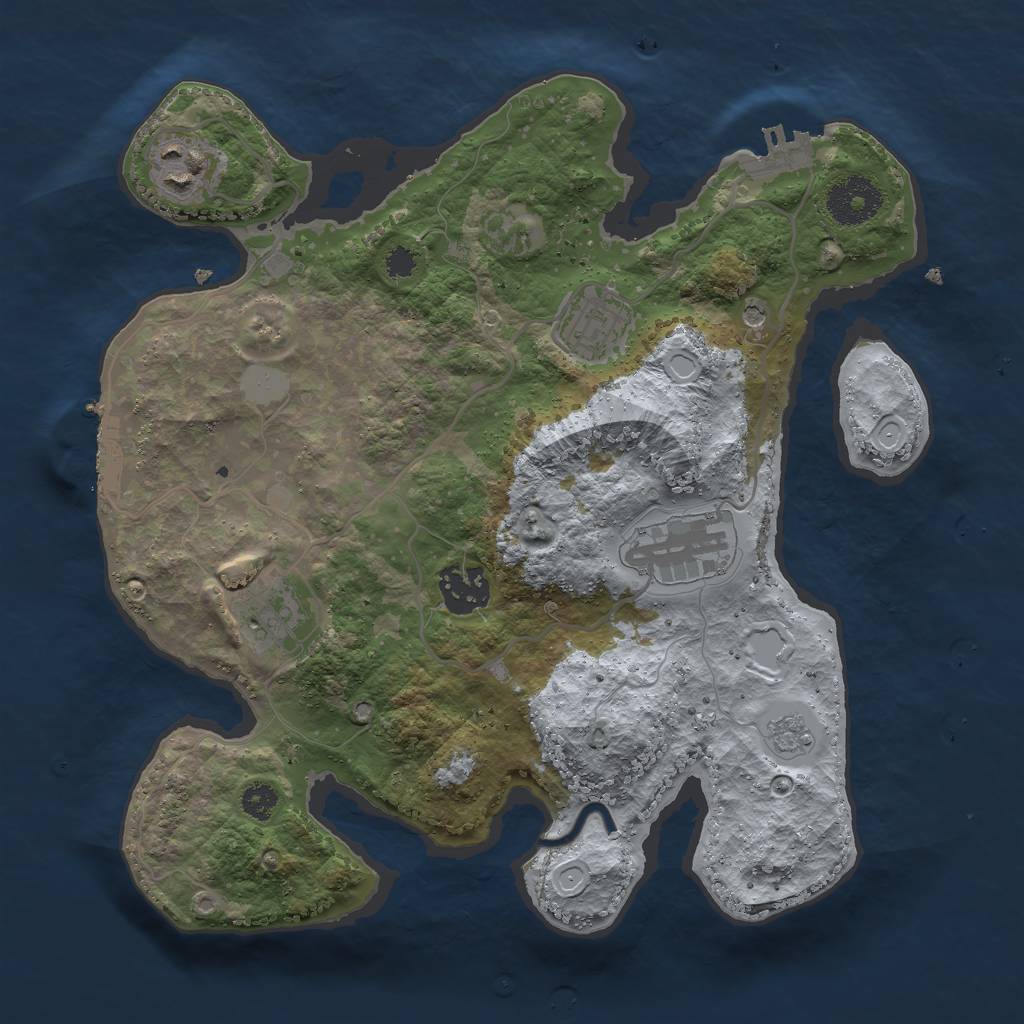 Rust Map: Procedural Map, Size: 3000, Seed: 993333469, 14 Monuments