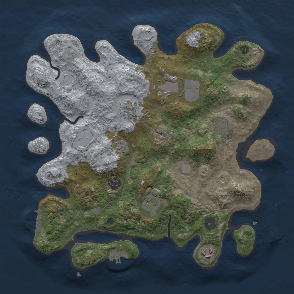 Rust Map: Procedural Map, Size: 3500, Seed: 5585858, 16 Monuments