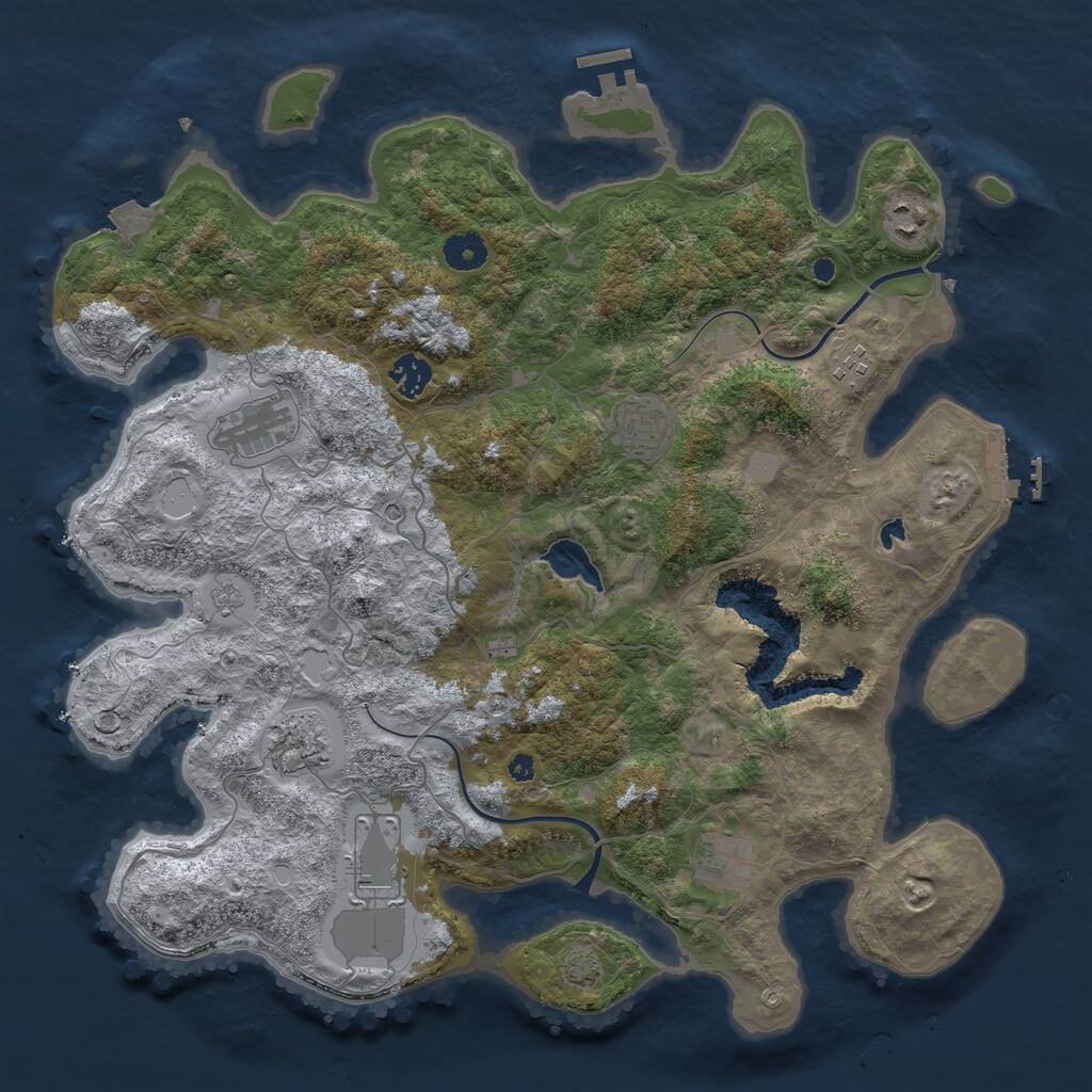 Rust Map: Procedural Map, Size: 4000, Seed: 517126535, 14 Monuments