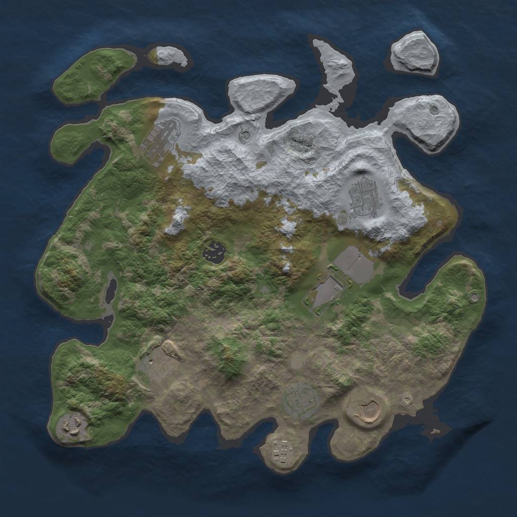 Rust Map: Barren, Size: 3500, Seed: 2456, 12 Monuments