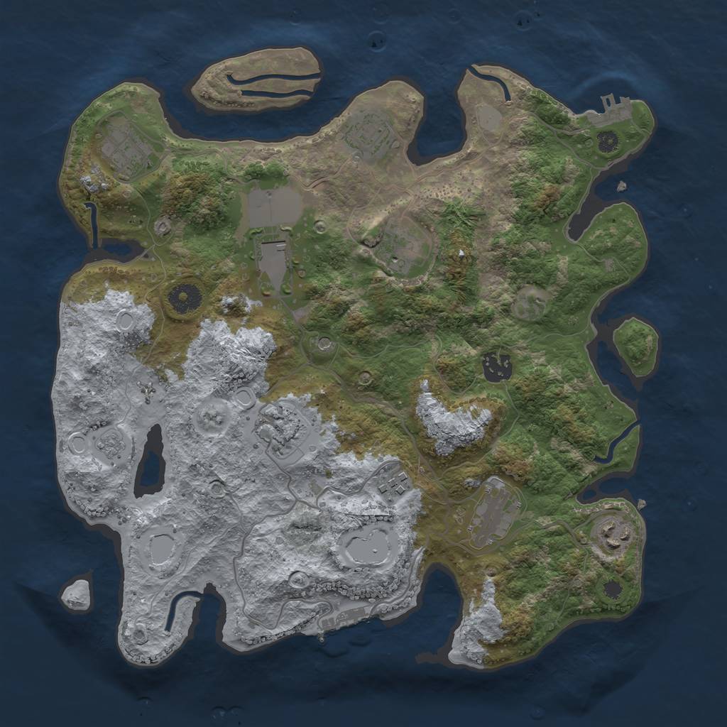 Rust Map: Procedural Map, Size: 3500, Seed: 47710475, 18 Monuments