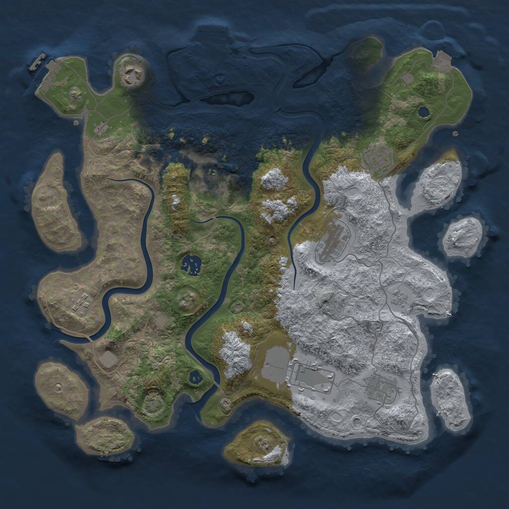 Rust Map: Procedural Map, Size: 3700, Seed: 537167701, 14 Monuments