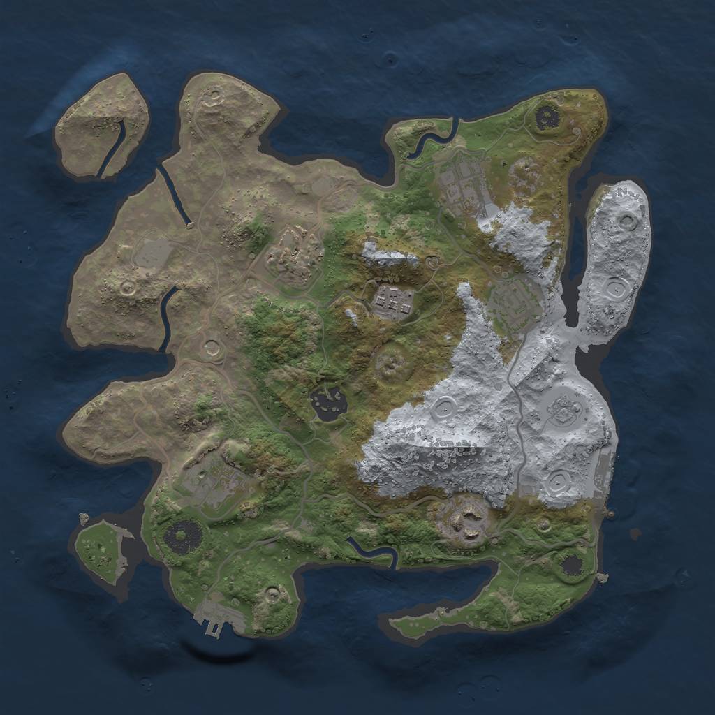 Rust Map: Procedural Map, Size: 3000, Seed: 1200012943, 16 Monuments