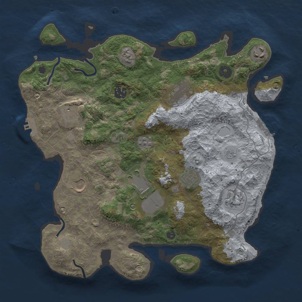 Rust Map: Procedural Map, Size: 3500, Seed: 18543969, 18 Monuments