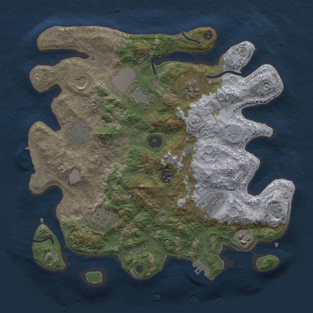 Rust Map: Procedural Map, Size: 3500, Seed: 1865333872, 18 Monuments