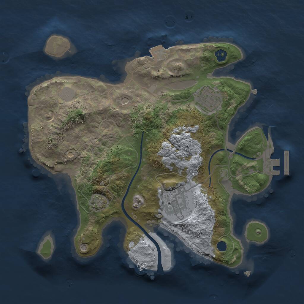 Rust Map: Procedural Map, Size: 2500, Seed: 854123354, 6 Monuments