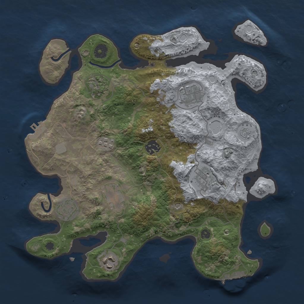 Rust Map: Procedural Map, Size: 3250, Seed: 1900131699, 17 Monuments