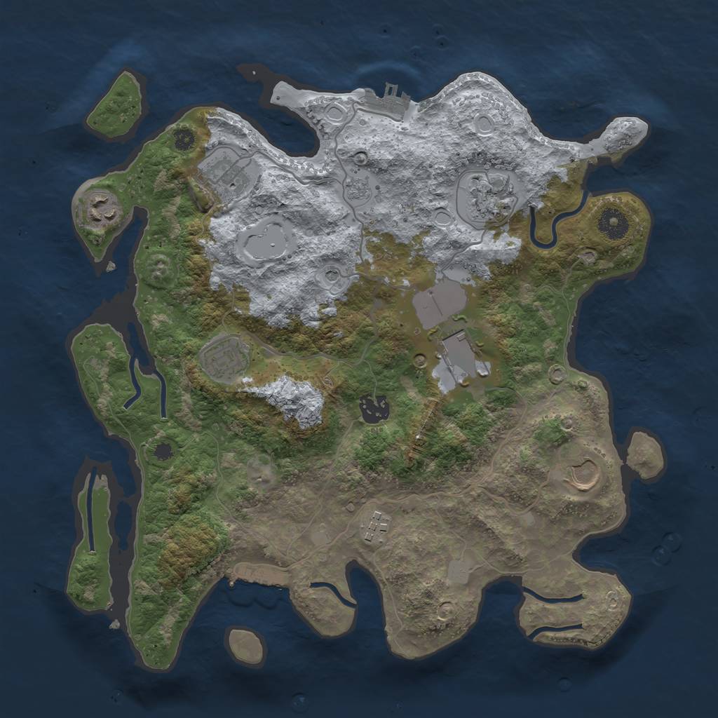Rust Map: Procedural Map, Size: 3500, Seed: 60104670, 17 Monuments