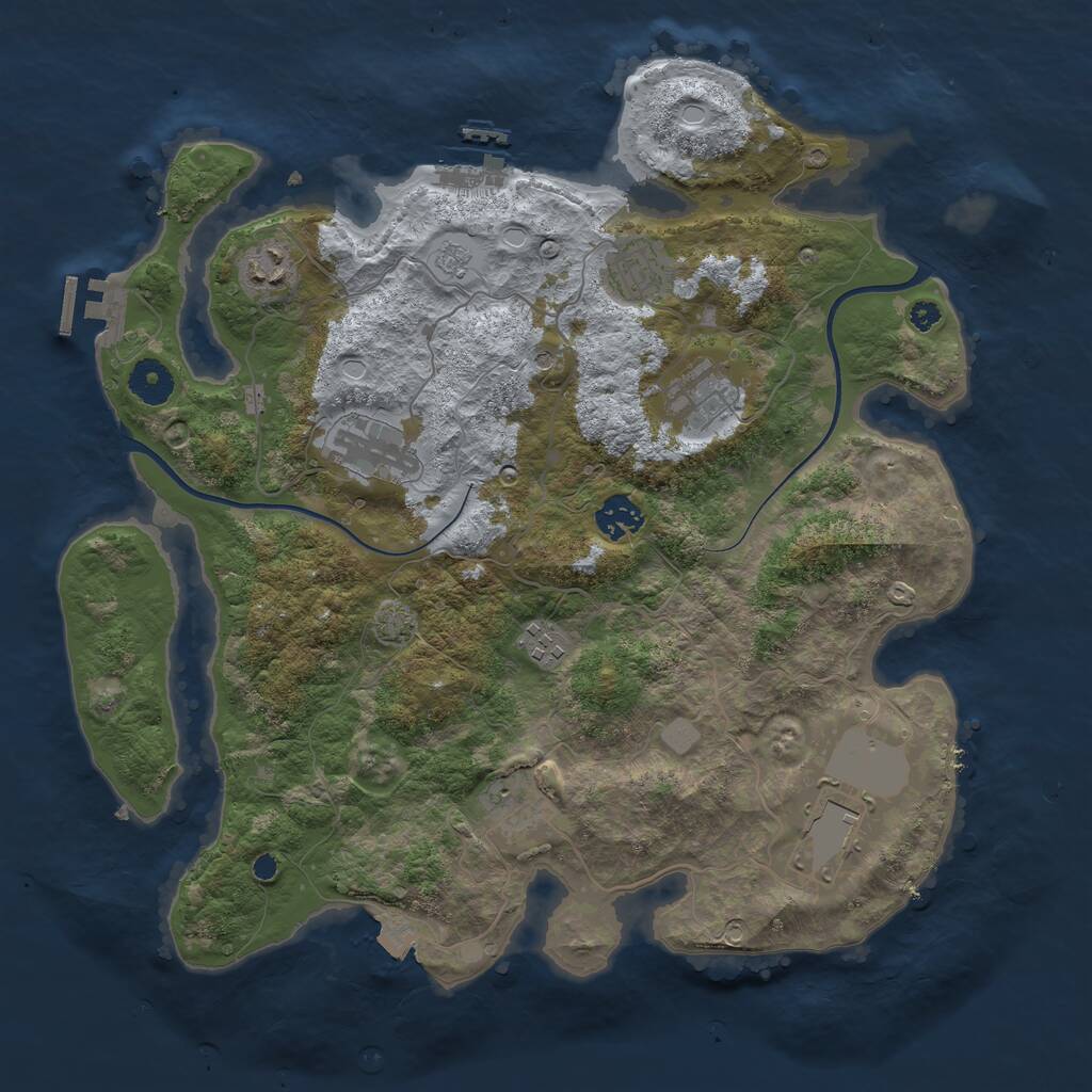 Rust Map: Procedural Map, Size: 3700, Seed: 274542223, 14 Monuments