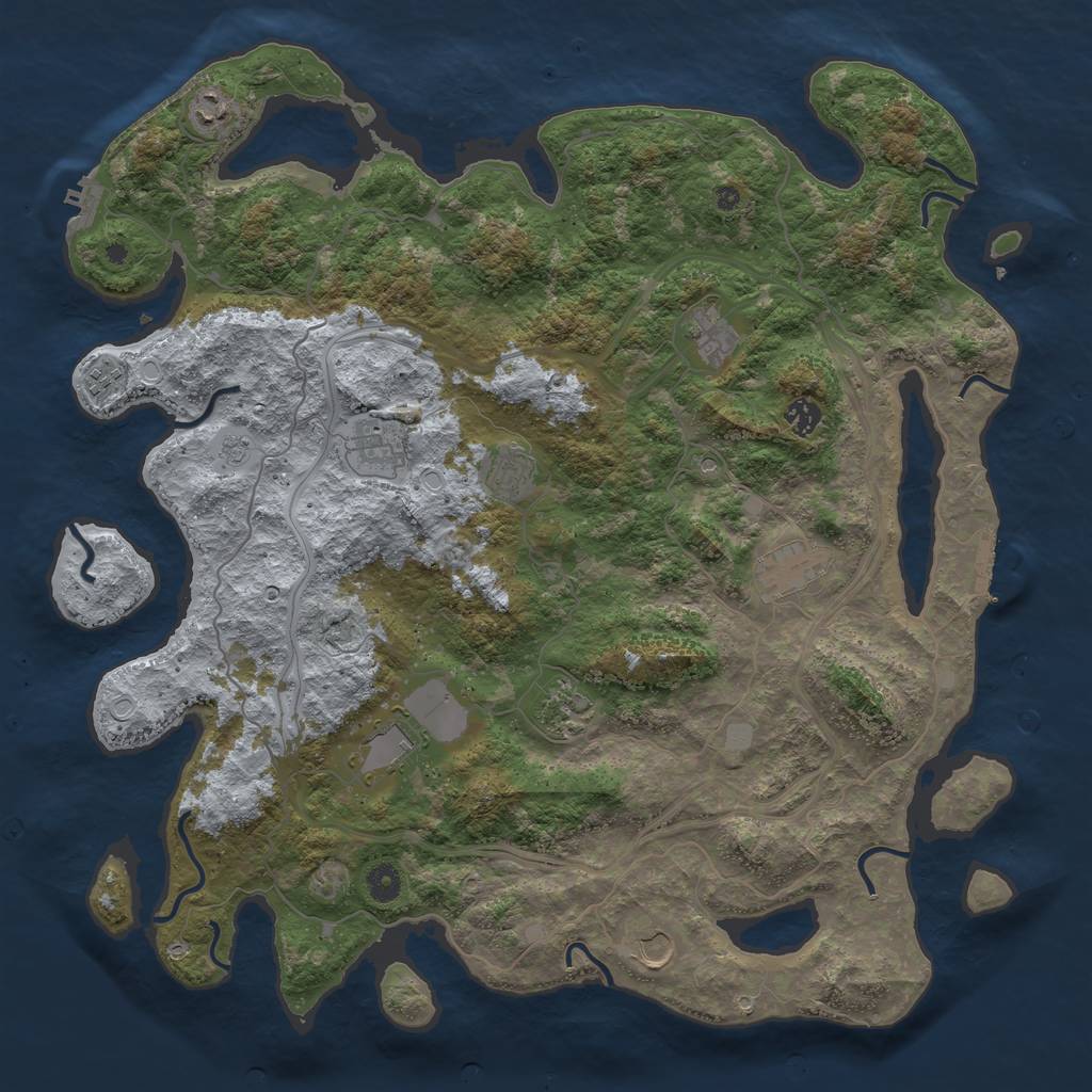 Rust Map: Procedural Map, Size: 4500, Seed: 615234955, 19 Monuments