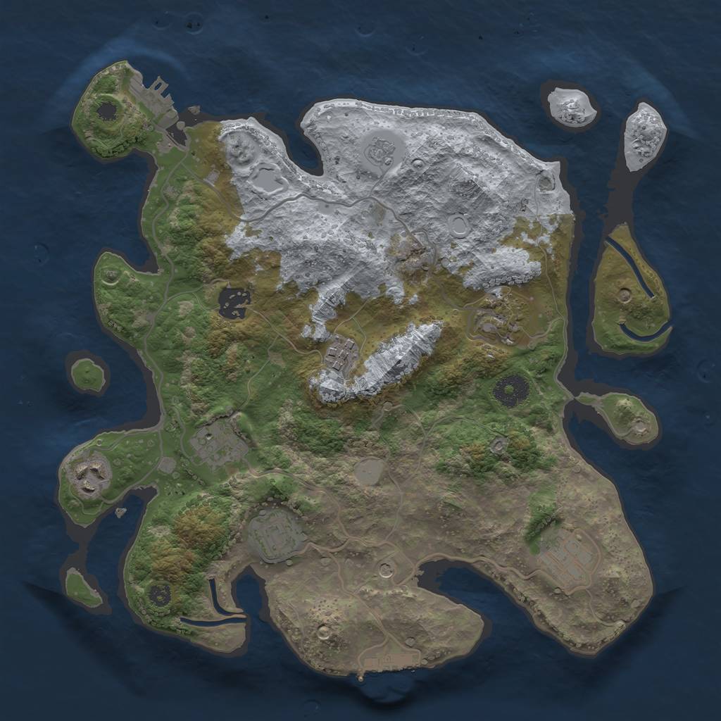 Rust Map: Procedural Map, Size: 3250, Seed: 868656, 16 Monuments