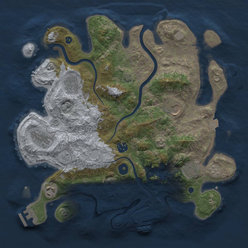 Rust Map: Procedural Map, Size: 3500, Seed: 25980025, 13 Monuments