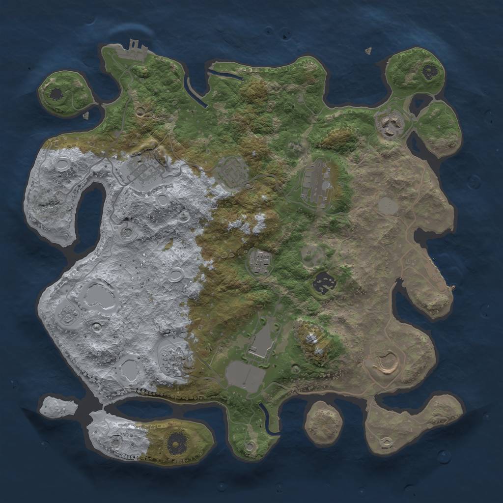 Rust Map: Procedural Map, Size: 3500, Seed: 48853143, 18 Monuments