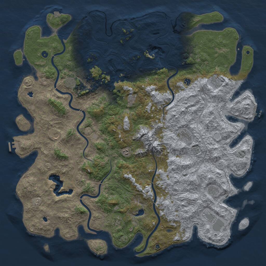 Rust Map: Procedural Map, Size: 6000, Seed: 346342, 17 Monuments