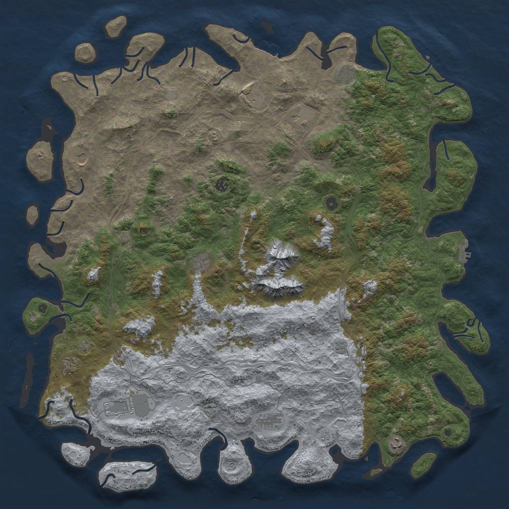 Rust Map: Procedural Map, Size: 6000, Seed: 1037583559, 18 Monuments