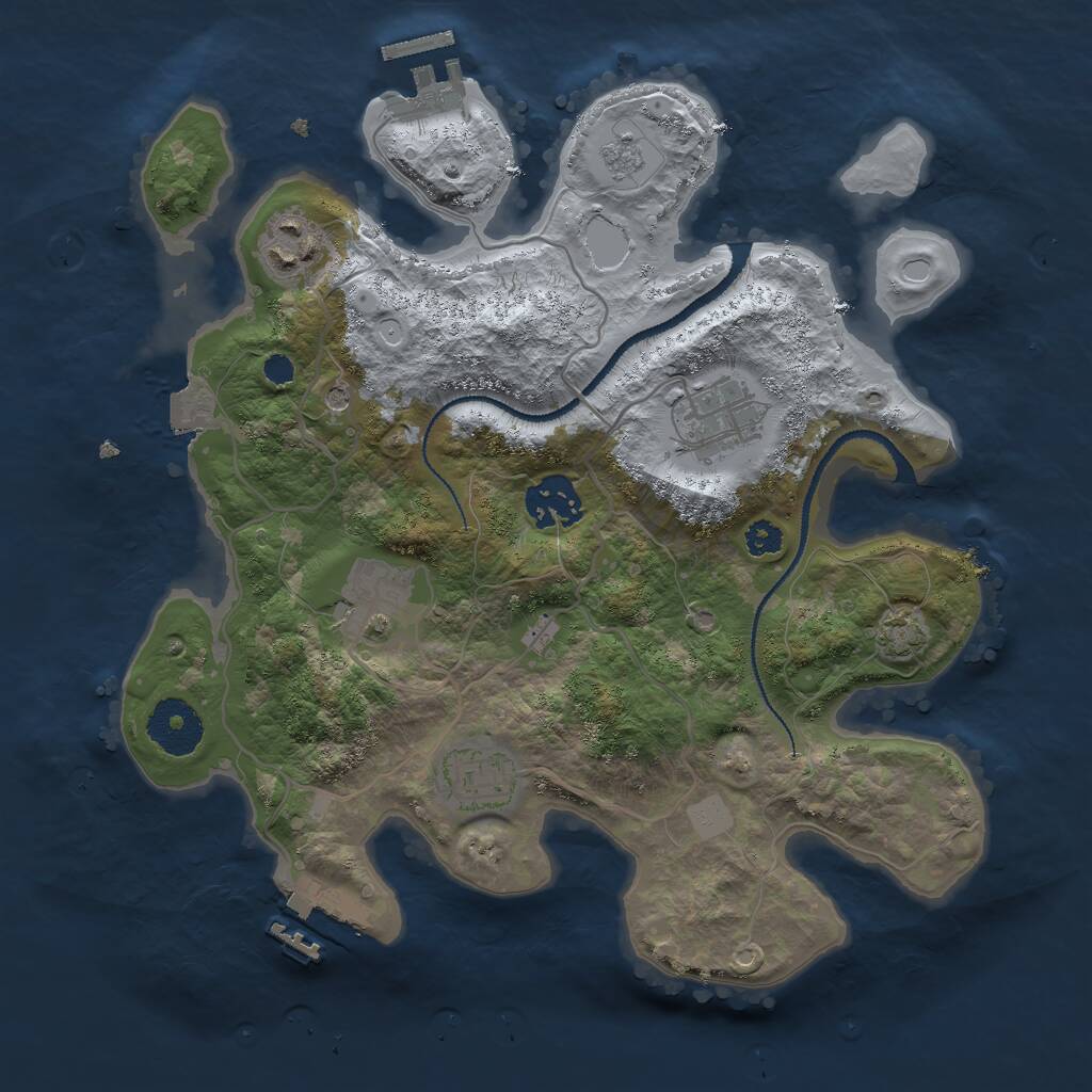 Rust Map: Procedural Map, Size: 3000, Seed: 42817965, 11 Monuments