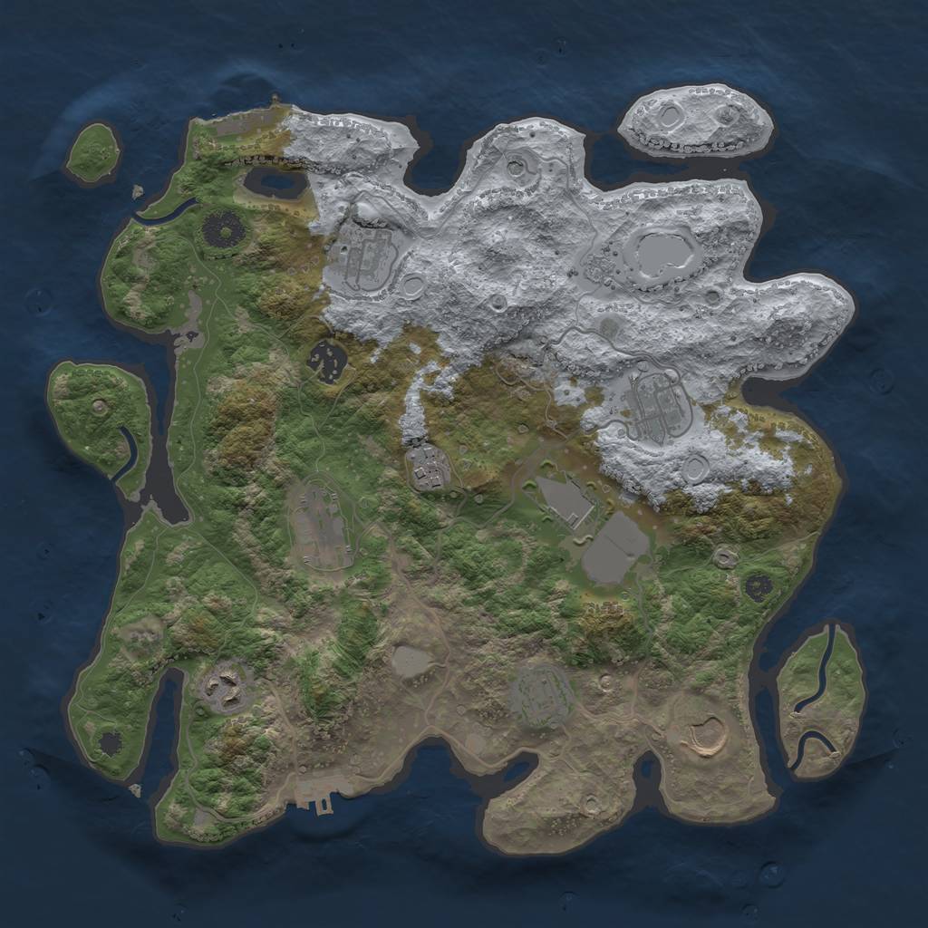 Rust Map: Procedural Map, Size: 3500, Seed: 1557325056, 18 Monuments