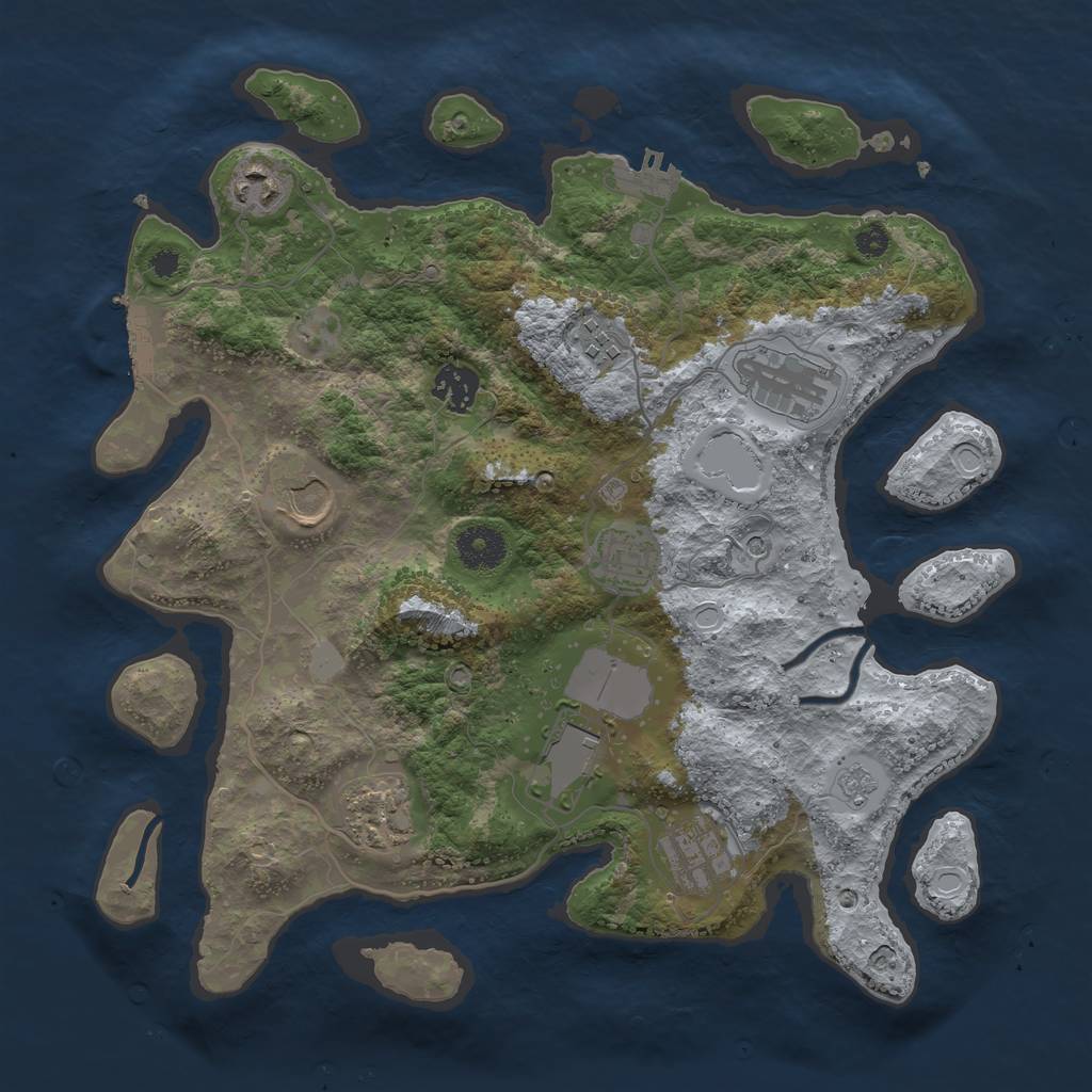 Rust Map: Procedural Map, Size: 3500, Seed: 937202662, 18 Monuments