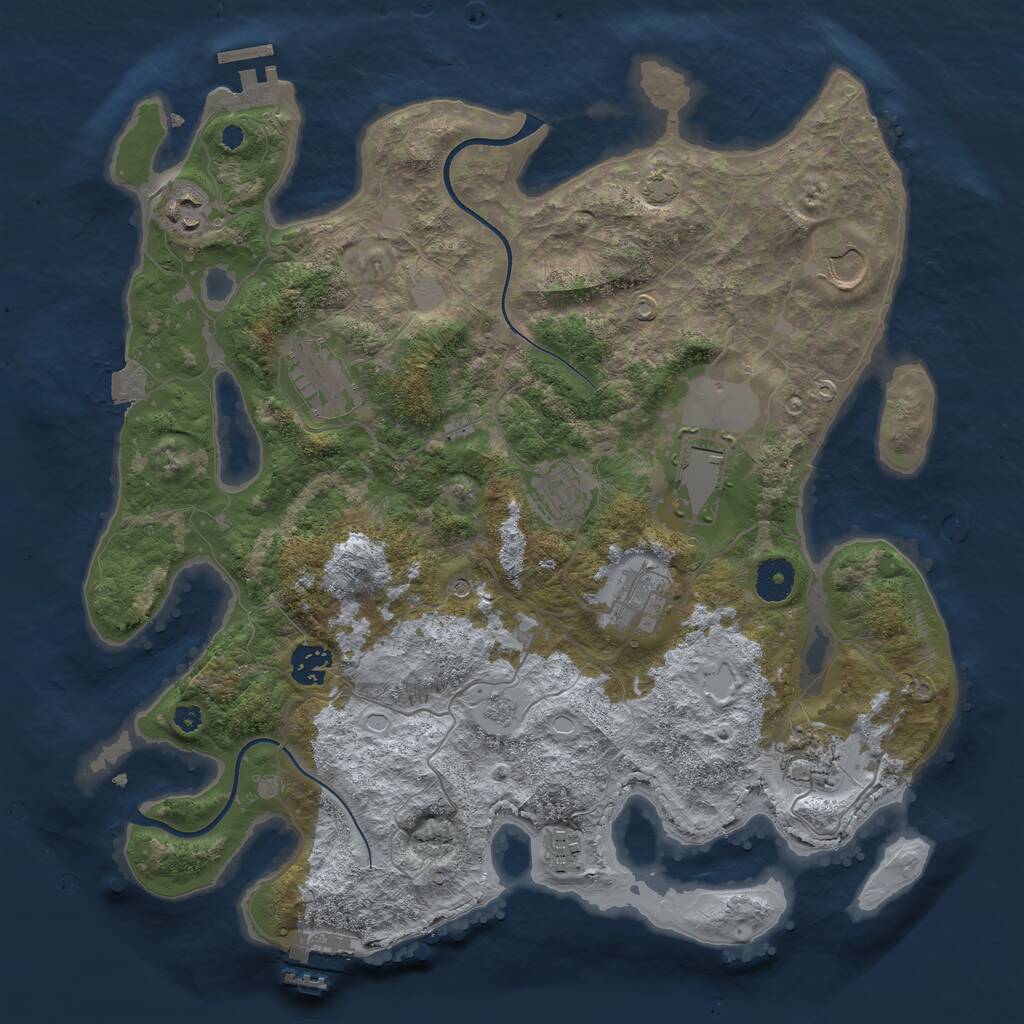 Rust Map: Procedural Map, Size: 3700, Seed: 640255877, 15 Monuments