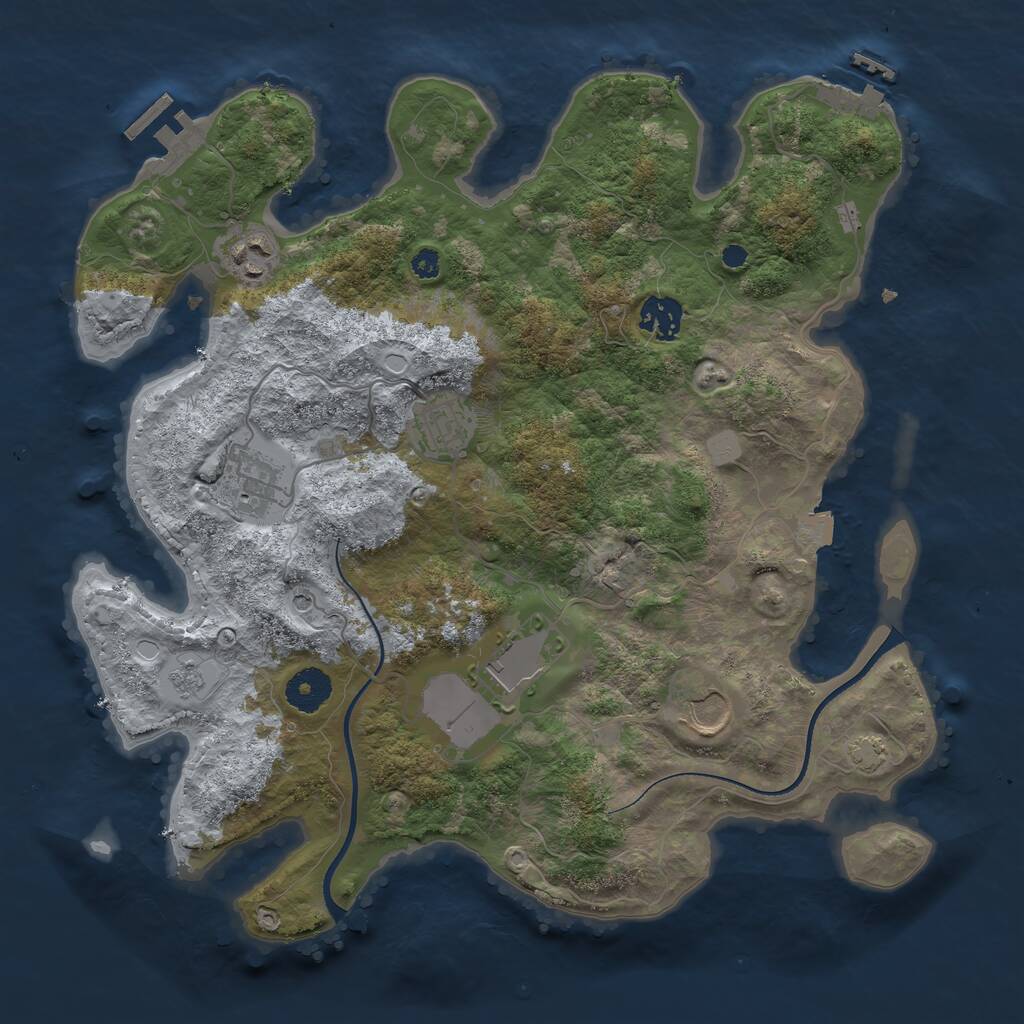 Rust Map: Procedural Map, Size: 3500, Seed: 434454668, 12 Monuments
