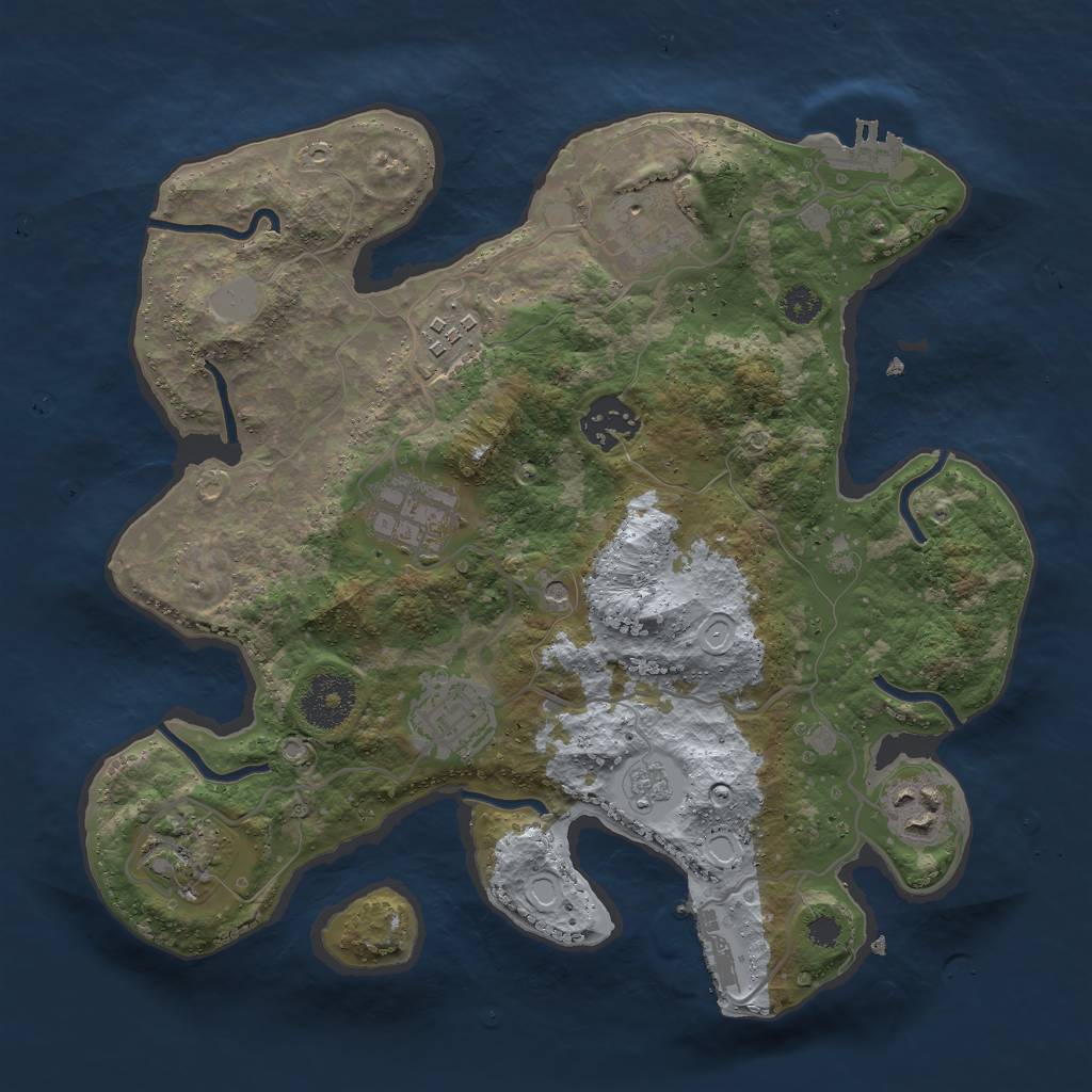 Rust Map: Procedural Map, Size: 3000, Seed: 982736454, 14 Monuments