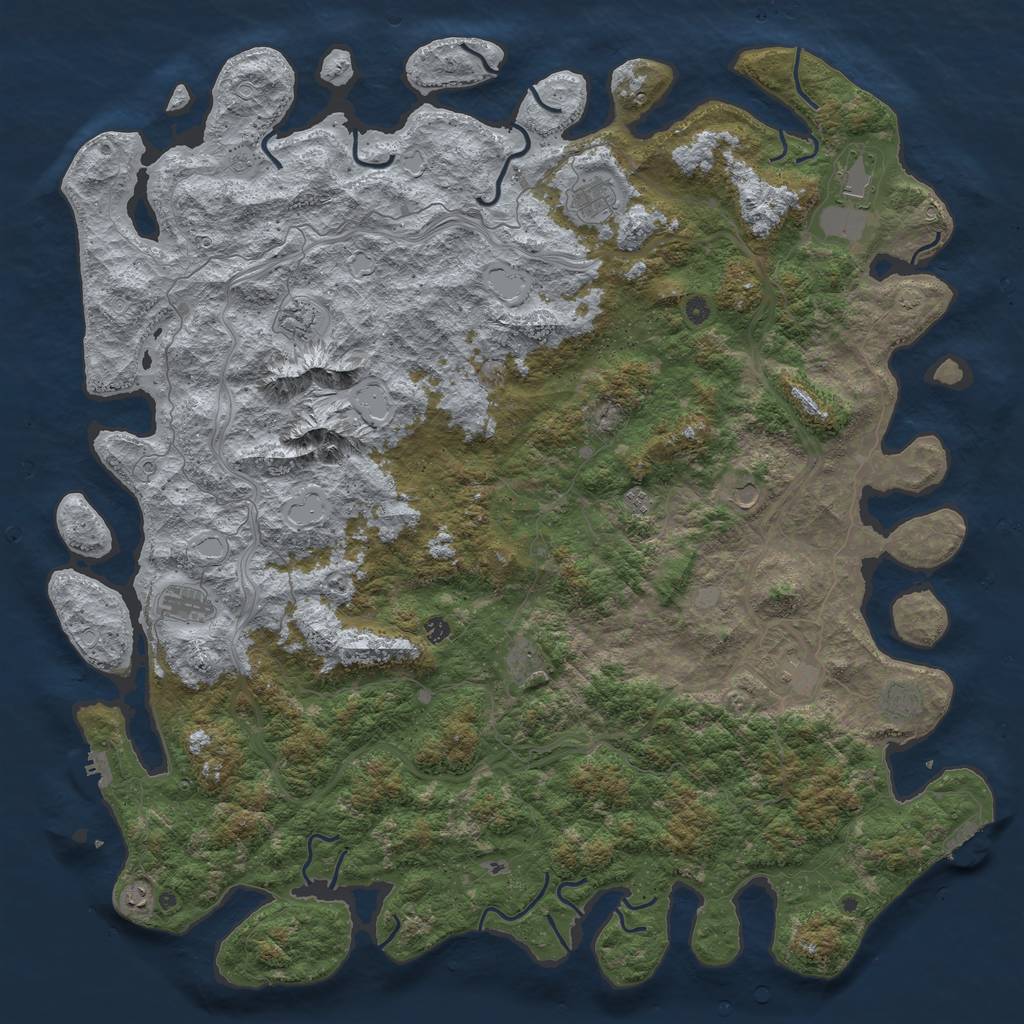 Rust Map: Procedural Map, Size: 6000, Seed: 831153, 19 Monuments