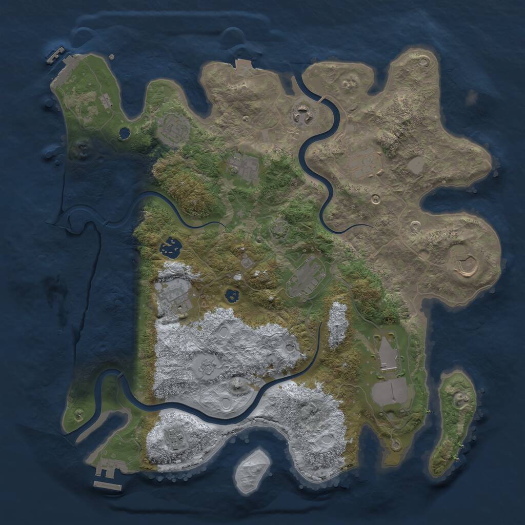Rust Map: Procedural Map, Size: 3800, Seed: 45573356, 16 Monuments
