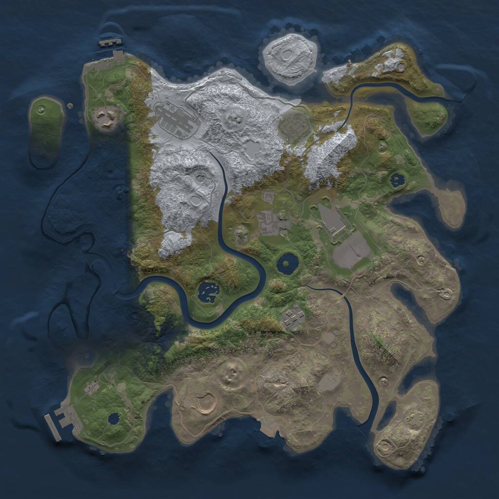 Rust Map: Procedural Map, Size: 3500, Seed: 893541414, 13 Monuments
