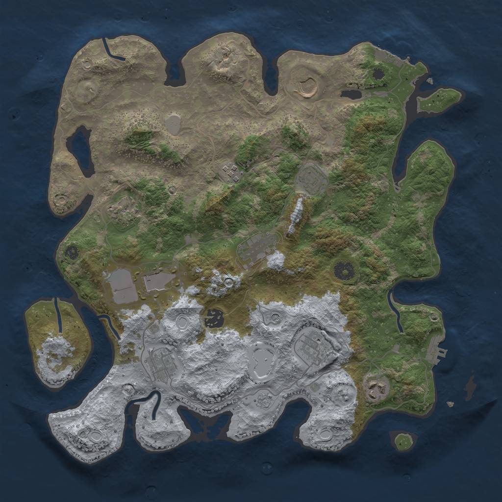 Rust Map: Procedural Map, Size: 3750, Seed: 34576857, 19 Monuments