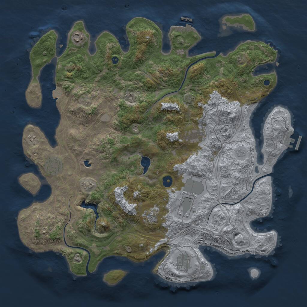 Rust Map: Procedural Map, Size: 4250, Seed: 906289817, 13 Monuments