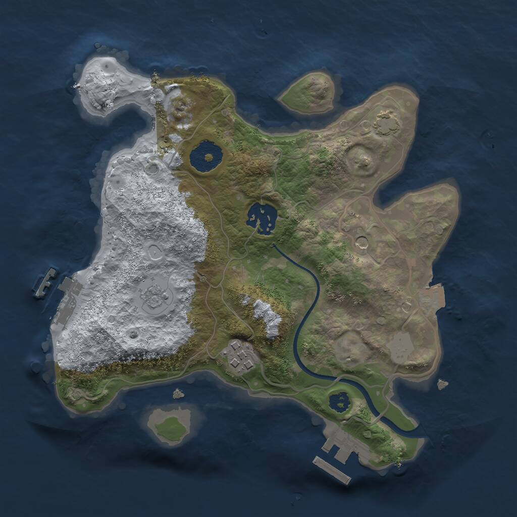 Rust Map: Procedural Map, Size: 2500, Seed: 1905404395, 8 Monuments