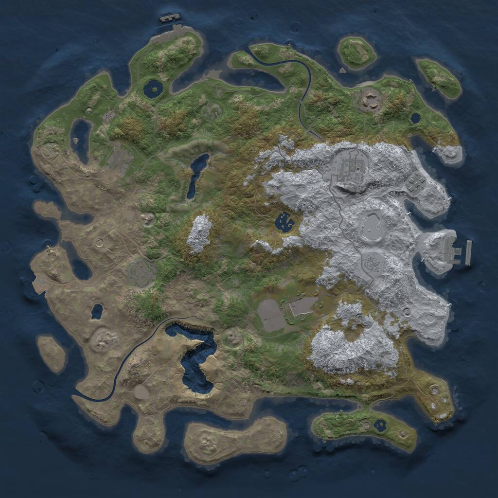 Rust Map: Procedural Map, Size: 4000, Seed: 1932880460, 13 Monuments