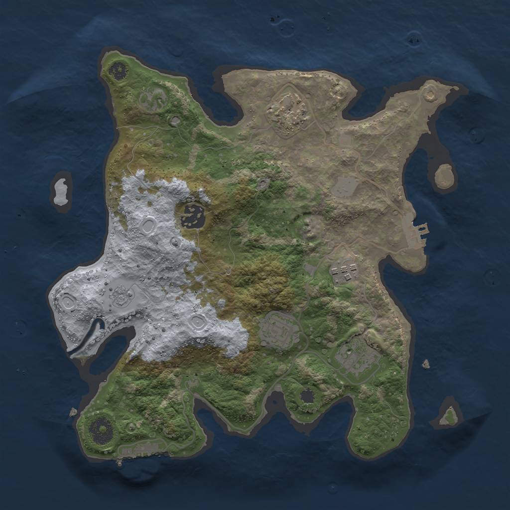 Rust Map: Procedural Map, Size: 3000, Seed: 77644, 13 Monuments