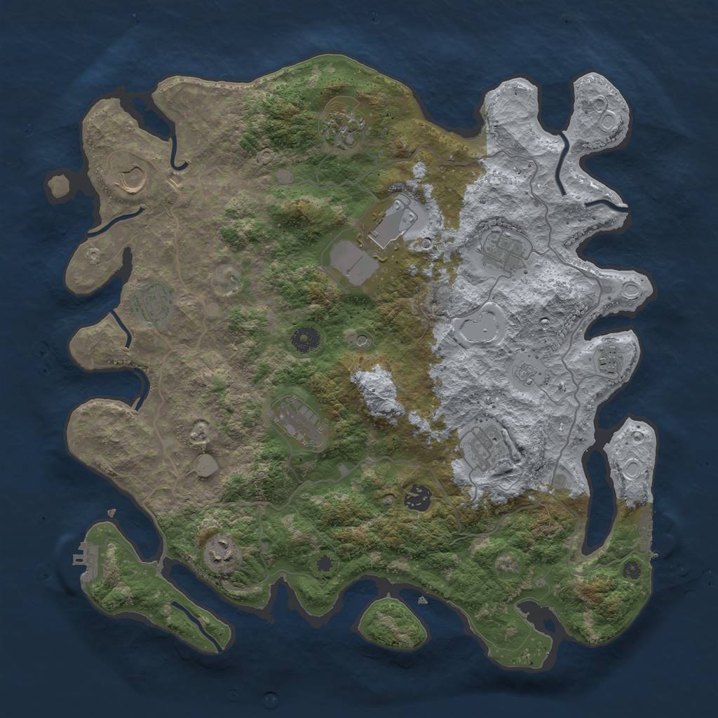 Rust Map: Procedural Map, Size: 4000, Seed: 1326611638, 19 Monuments