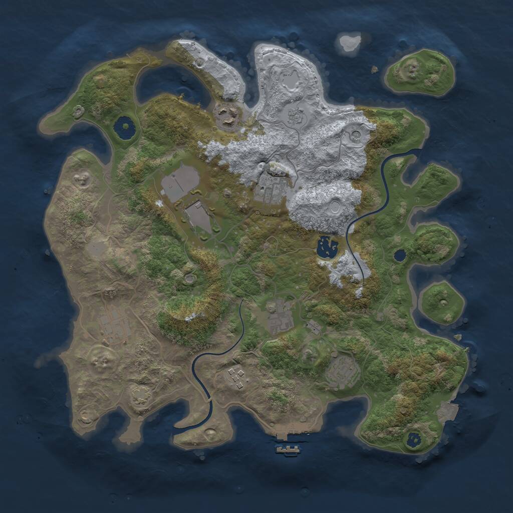 Rust Map: Procedural Map, Size: 3500, Seed: 1040528291, 13 Monuments