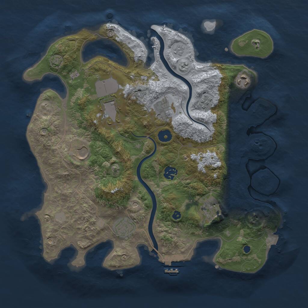 Rust Map: Procedural Map, Size: 3500, Seed: 1040528291, 13 Monuments
