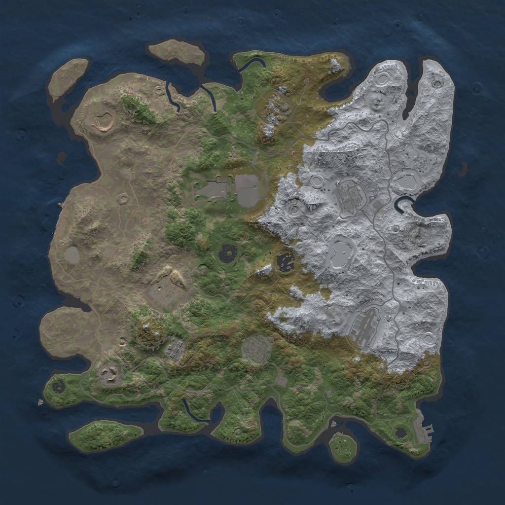 Rust Map: Procedural Map, Size: 4000, Seed: 506282417, 19 Monuments