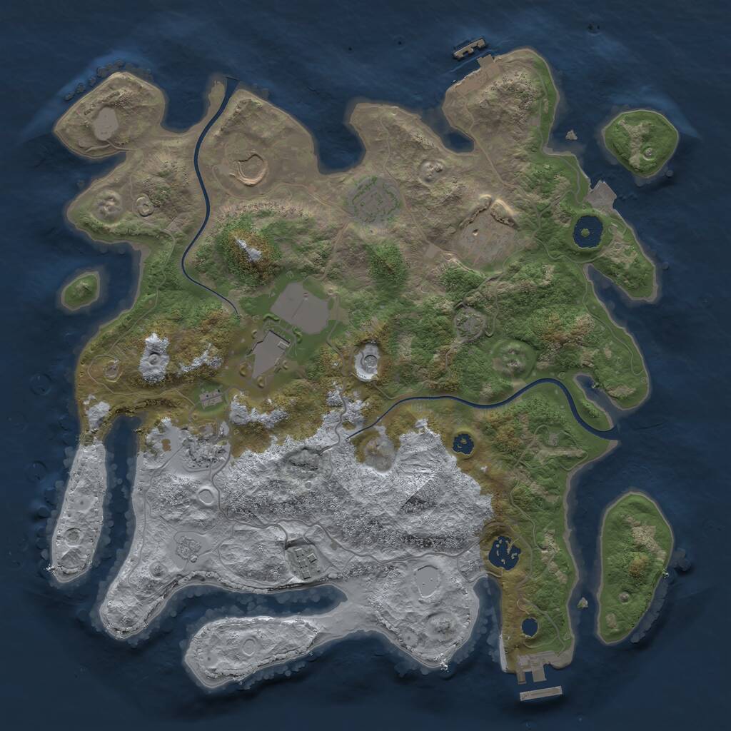 Rust Map: Procedural Map, Size: 3500, Seed: 227012023, 13 Monuments