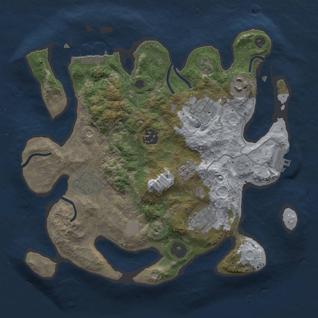 Rust Map: Procedural Map, Size: 3000, Seed: 2052480205, 15 Monuments