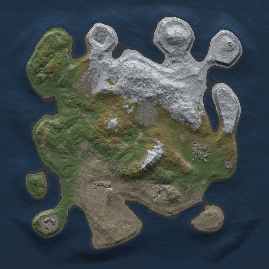 Rust Map: Barren, Size: 3000, Seed: 2904, 9 Monuments