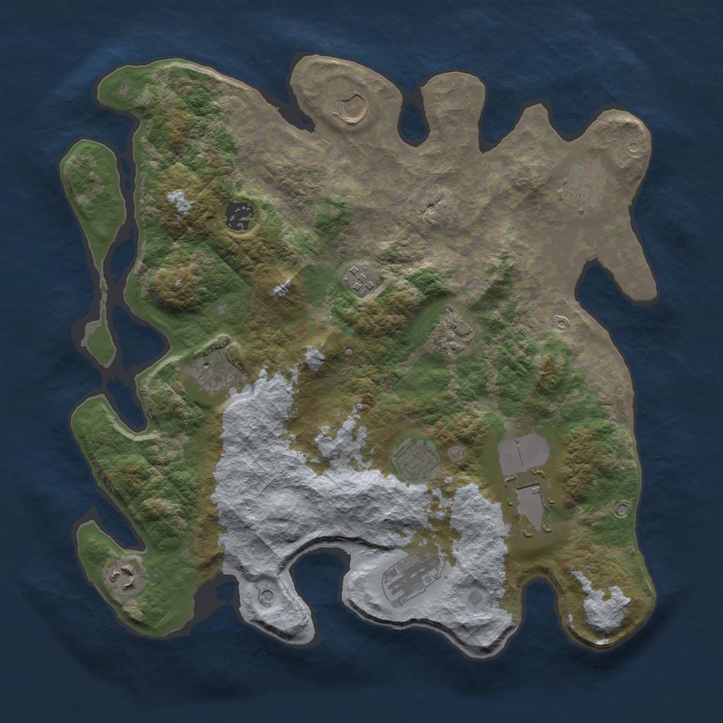 Rust Map: Barren, Size: 3700, Seed: 1467933361, 13 Monuments