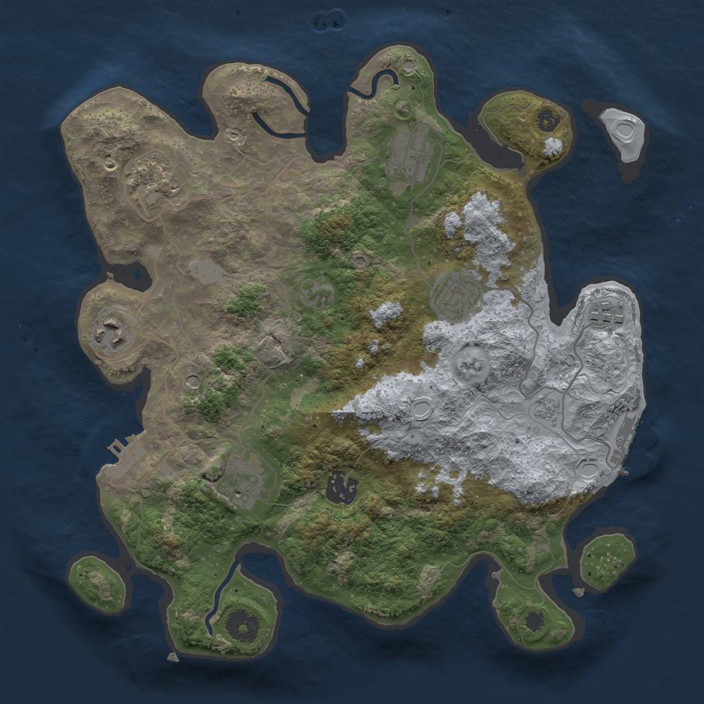 Rust Map: Procedural Map, Size: 3200, Seed: 1024, 16 Monuments