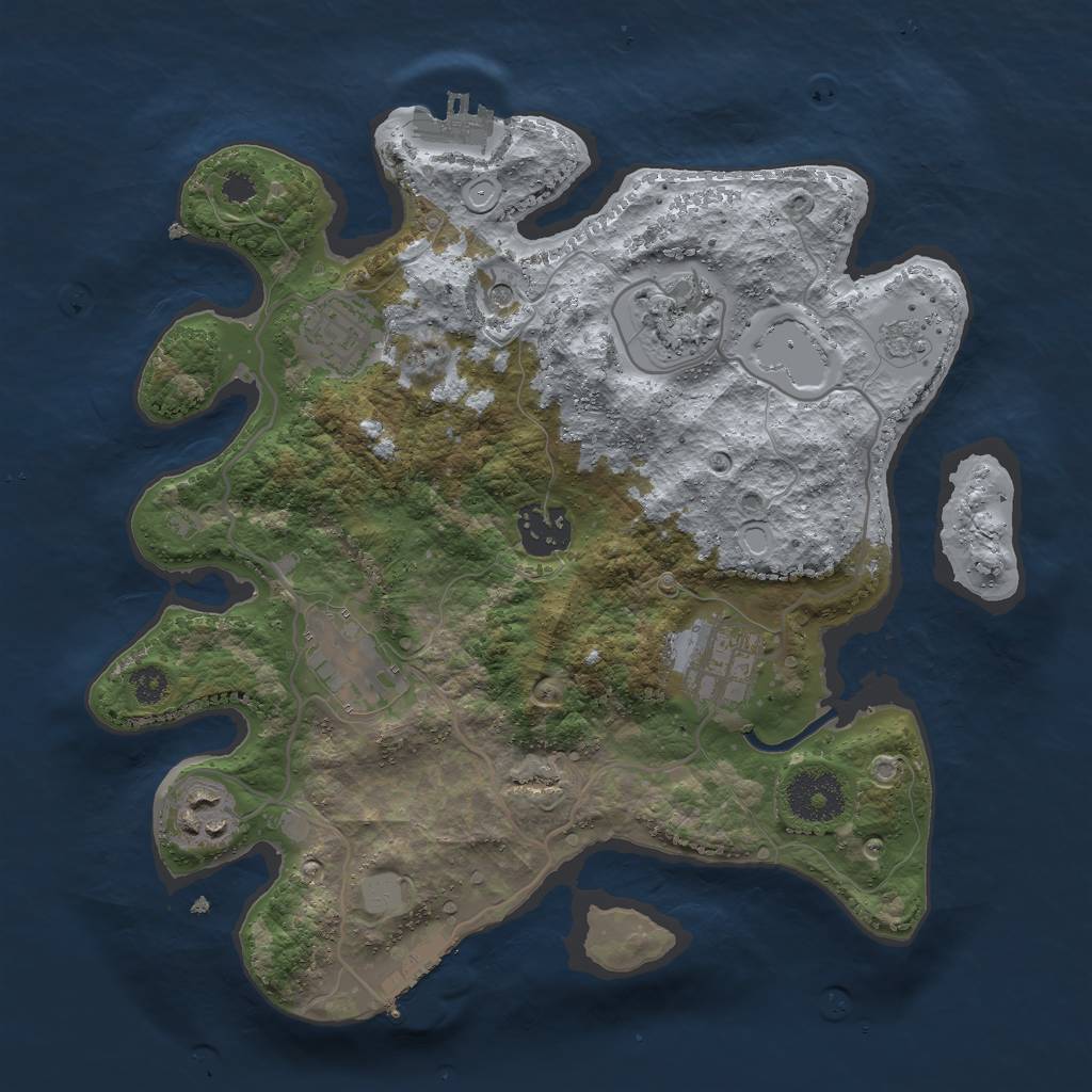 Rust Map: Procedural Map, Size: 3000, Seed: 104991325, 15 Monuments