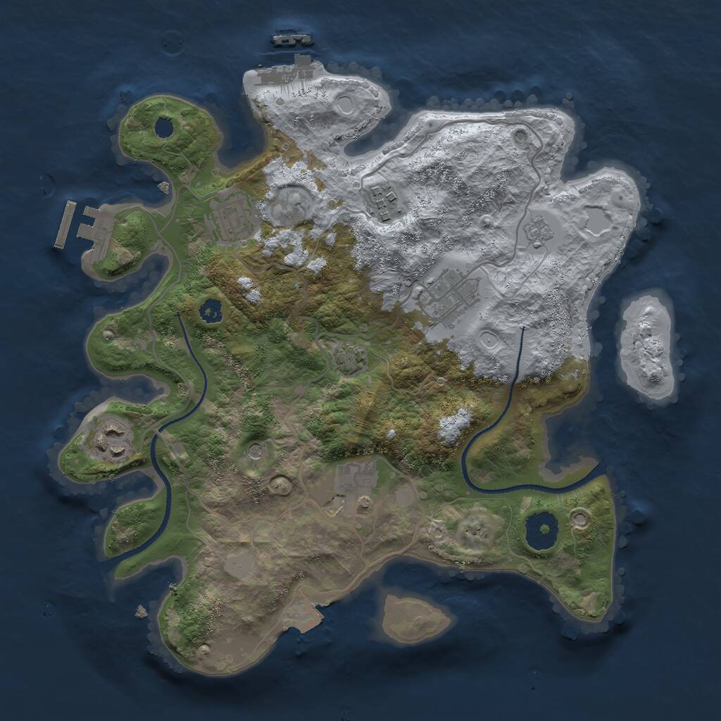 Rust Map: Procedural Map, Size: 3000, Seed: 104991325, 11 Monuments