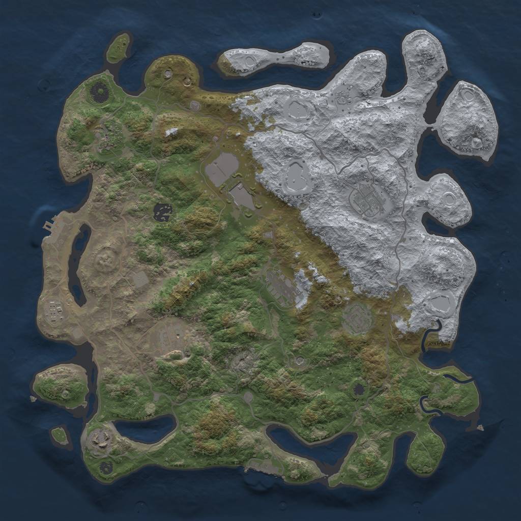 Rust Map: Procedural Map, Size: 4000, Seed: 1429511775, 18 Monuments
