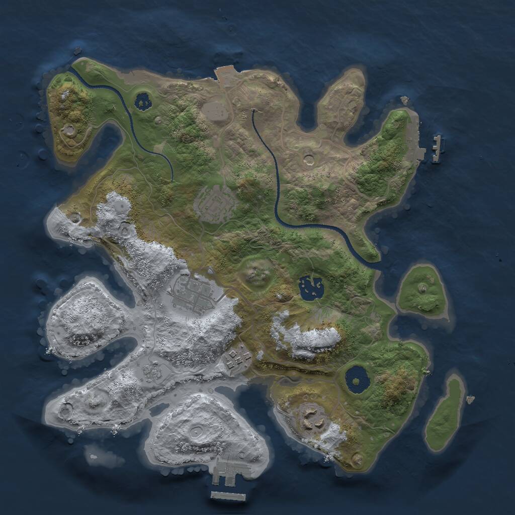 Rust Map: Procedural Map, Size: 3000, Seed: 1245326, 10 Monuments