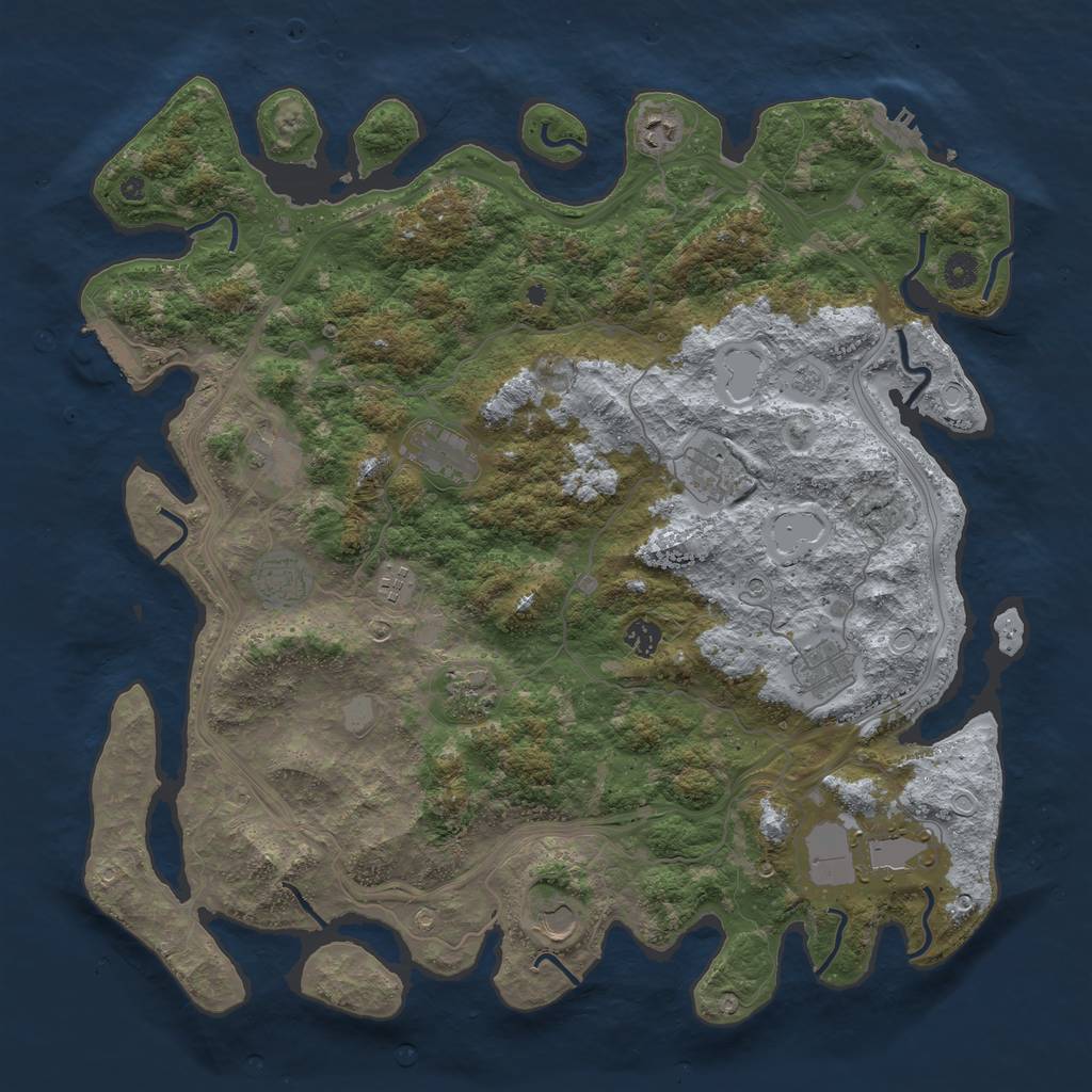 Rust Map: Procedural Map, Size: 4500, Seed: 1680881708, 20 Monuments