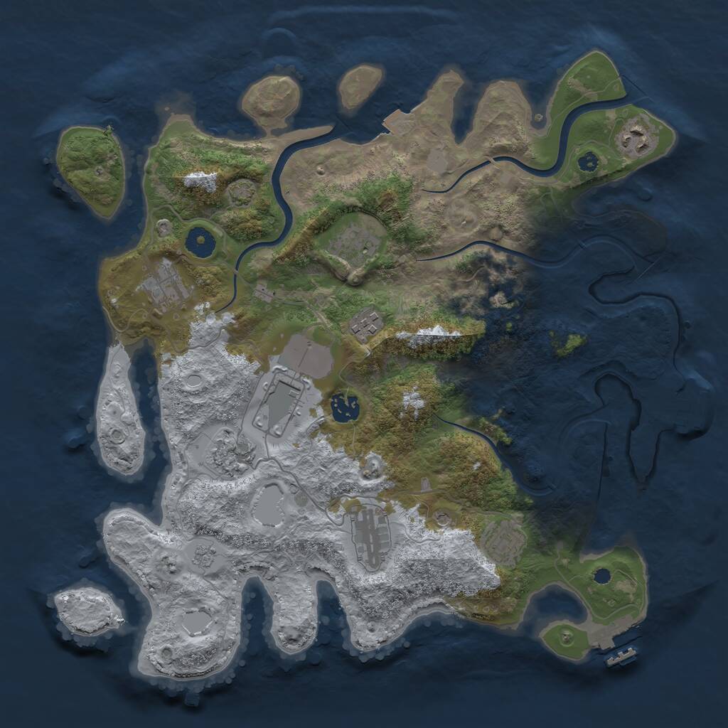Rust Map: Procedural Map, Size: 3700, Seed: 14864168, 15 Monuments
